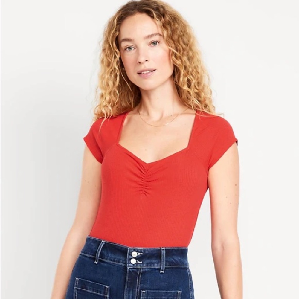 Old Navy XL Red Double-Layer Cinched Bodysuit